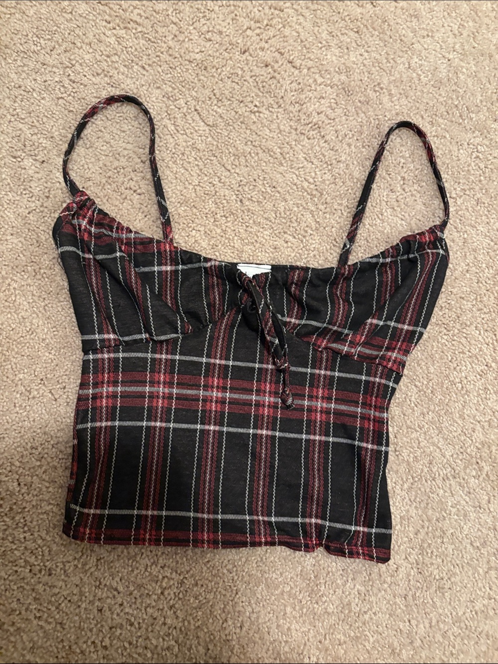 Plaid Spaghetti Strap Cami Top in Black and Red